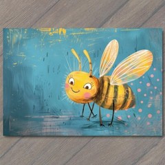 STICKER Bee Happy Cartoon Honeycomb Honey Bee Splendor Wings Spread Cute Fun