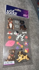 Scrapbooking Crafts Stickers Sticko Dogs Puppies Food Bowls Toys Bone Glitter