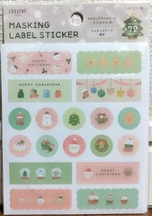 LOUJENE TOKYO Masking Label Sticker 72 Christmas Santa Bear Snowman Gift JAPAN