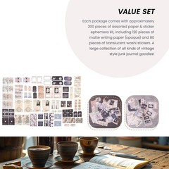 Vintage Scrapbook Supplies Pack (200 Pcs) for Art Journaling Junk Journal5875