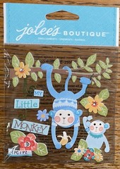Jolees Baby Boy My Little Monkey Scrapbook Stickers Infant Blue Toddler Kids New