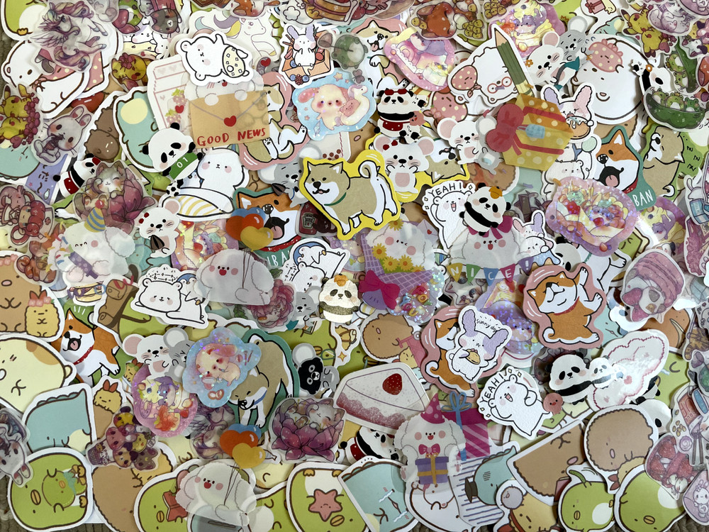 Kawaii Paper Sticker Flakes (100 pcs) stationary cute animal food