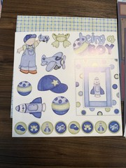 Vintage Boy Sports Baby Boy Scrapbooking Stickers 12×12 Paper Lot of 48