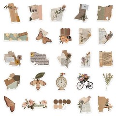 50pcs RETRO COTTAGECORE Vintage Stickers,Aesthetic Victotia Flowers Peacock,251