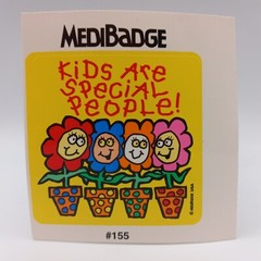 Retro Kids Are Special People Sticker Medibadge Colorful Anthropomorphic Flowers