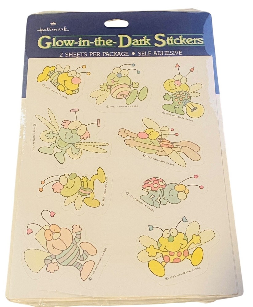 Glow in the Dark Lightning Bugs Hallmark Sealed Sticker Package Vtg 1983 NEW