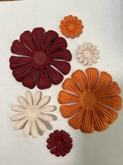 Flower Petals, Maroon, Orange & Ivory with Rhinestone Embelishment (B37)