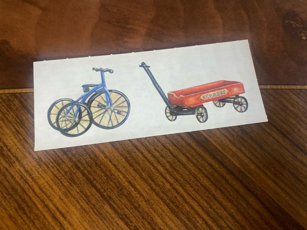 Vintage Creative Memories Bike Wagon Sticker Strip 2×5 Inches