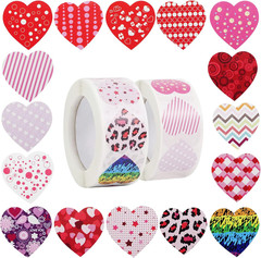 1000 Colorful Love Heart Stickers for Holiday Decorations (1 Inch / 2 Rolls)