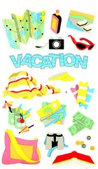 Mrs. Grossman’s VACATION Travel Sun Beach Map Trip Scrapbook Stickers 3 Sheets