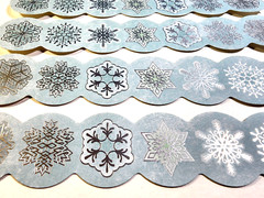 K&Company Snowflakes Stickers 4pc Baby Blue Silver Foil Christmas Winter Border