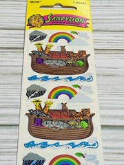 Vintage Sandylion Mylar Foil Noah’s Ark Stickers 1980’s Sealed Sheet