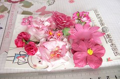 PINK MIXED 5 TONES – 15 Flowers – 9 Styles – PAPER & SILK Flowers 20-55mm HH1