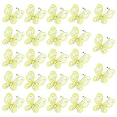 24Pcs Butterflies for Crafts, 2.2″ Organza Butterflies, Light Yellow
