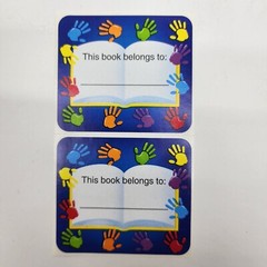 Sandylion Book Plate Sticker Lot Name Tag 34 Stickers Vtg Rainbow Handprints