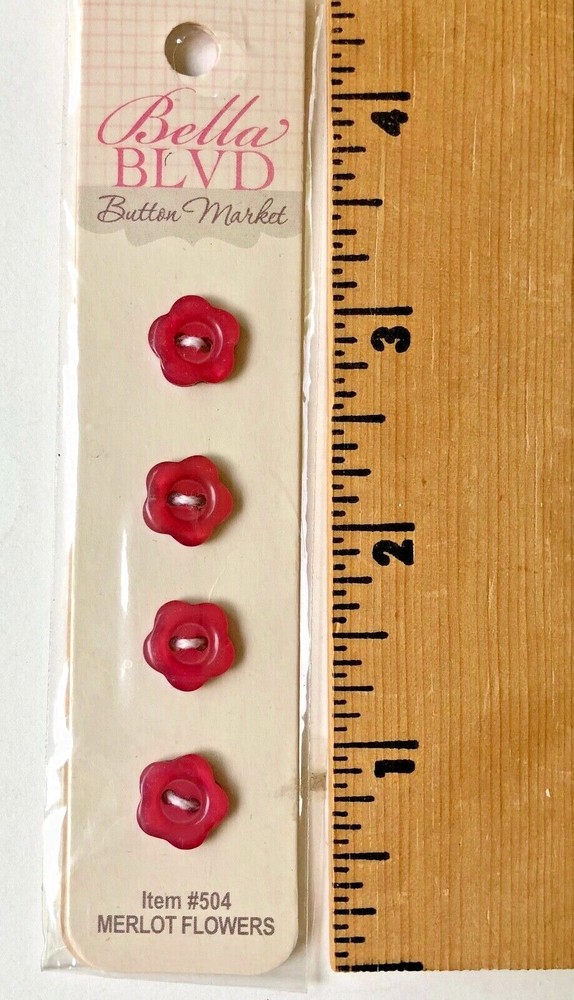 Bella Blvd Button Market Craft Sewing 504 Merlot Flowers – NEW