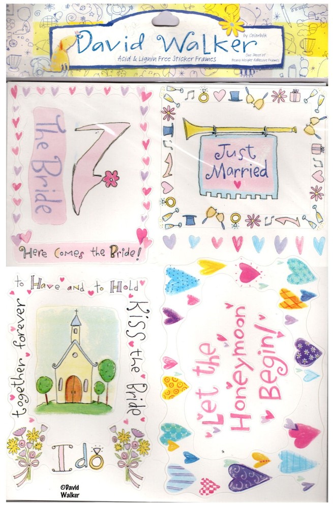 David Walker WEDDING FRAMES Sticker Sheet (20+) Pcs scrapbooking