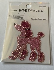 Pink Poodle Rhinestone & Glitter Adhesive Gem/Sticker, Retro 50s/60s design