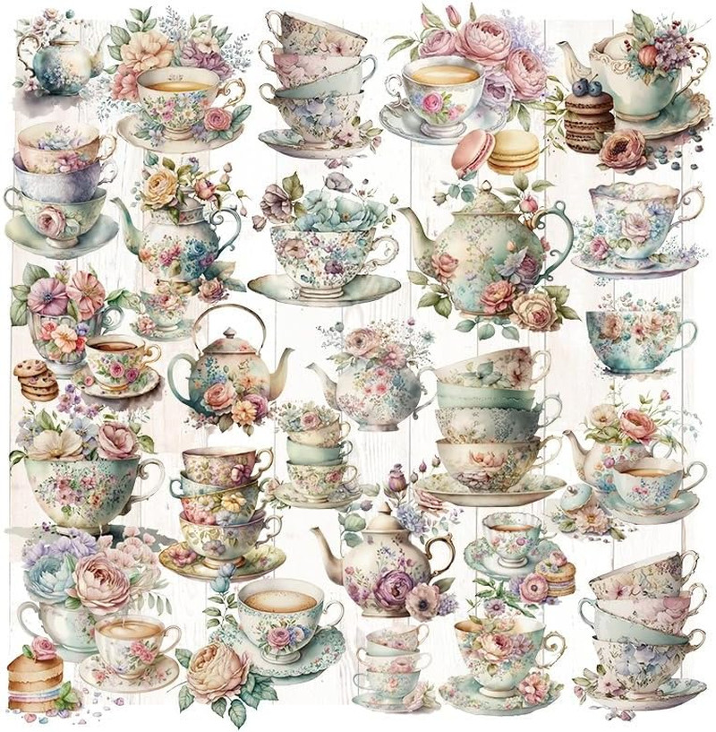 Vintage Vellum Stickers Floral Plants Elements Scrapbooking Supplies Flowers Bot