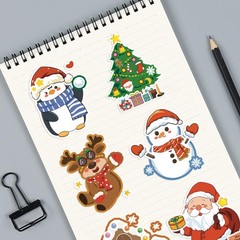 8/16/24PCS Toy Puzzle Stickers Cartoon Christmas Make a Face Stickers DIY Handic