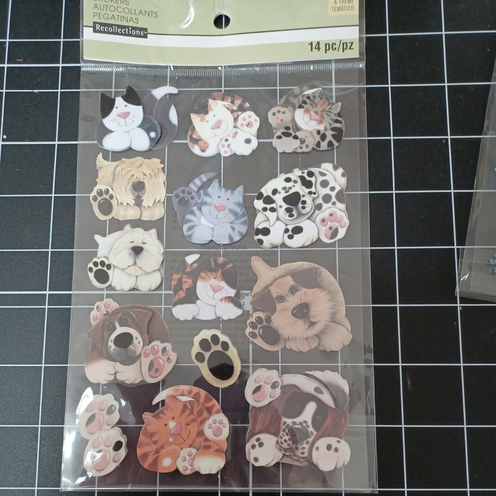 SCRAPBOOK STICKER Pets Shelter Rescue Vet Dog Puppy Cat Kitten paw print Bernard