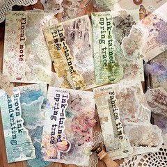 20Pcs Vintage Stickers Washi Paper + PET Junk Journal Planner Scrapbooking Craft