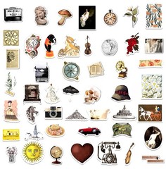100 Pcs Aesthetic Vintage Vinyl Stickers – Scrapbook Journaling Laptop Water Bot