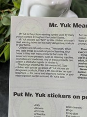 Vintage 70s Mr. Yuk Complete Indiana Poison Control Center Sticker Sheet Page