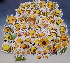 50pc. ADORABLE BEES VINYL WATERPROOF STICKERS/DECALS