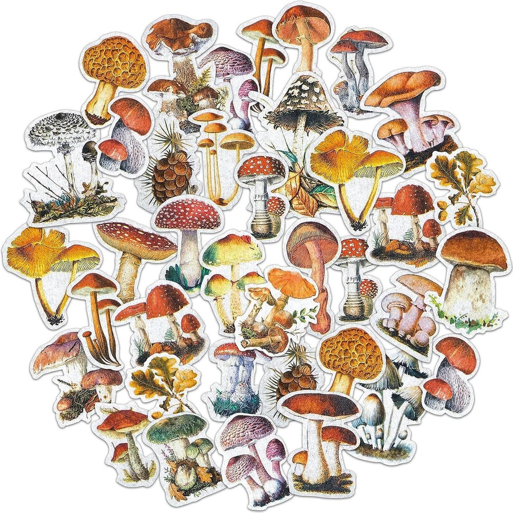 120 Pieces Mushroom Stickers Decals Plants Theme Multicolor