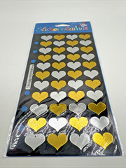 Stickopotamus 2 Packages Stickers Opal & Golden Silver Heart Binder Stickers NOS
