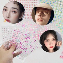1320 Pieces Self Adhesive Pearl Stickers for DIY Crafts 8 Sheets Colorful Flat B