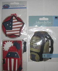 Embellishments (1) Camping Back Pack (1) Patriotic Round Tag & File Folder
