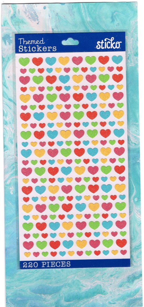 Sticker Sheet Sticko Tiny Tmulti Hearts Themed EK Success 220 Pieces For Crafts