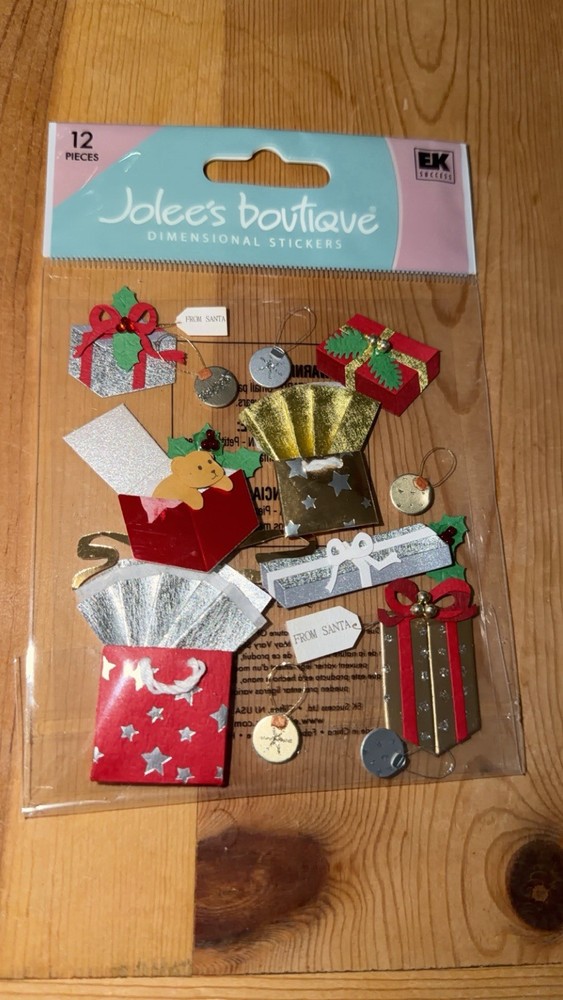 RARE Jolees CHRISTMAS GIFTS Presents Tags Ornaments Xmas Santa Scrapbook Sticker