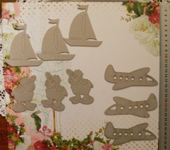 Chipboard BABY TOYS – 3 of each BOATS or AEROPLANE or SHEEP – Select Choice FST