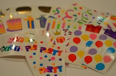 Mrs. Grossman Birthday Party Stickers You Choose Candles Balloon