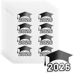 Class of 2026 Graduation Stickers – Black Foil, Clear Cap Labels for Envelopes,