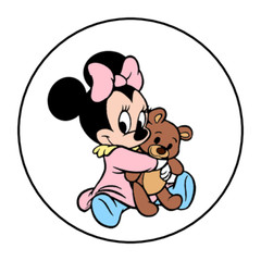 30 BABY MINNIE MOUSE STICKERS ENVELOPE SEALS LABELS 1.5″ ROUND CUSTOM MADE