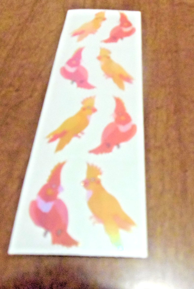 Vintage Mrs Grossman Iridescent Cockatoo Stickers – Pearly MOP Opal Bird Sticker