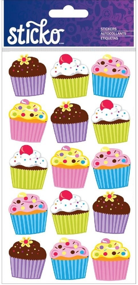 Bright Cupcakes, 4×7″, scrapbook stickers – Sticko 00114