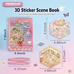 20 Sets DIY 3D Sticker Scene Collection Book, Miniature Cute Cartoon Animal Stic