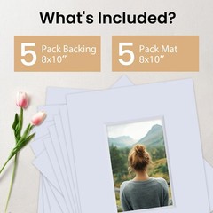 5 PCS Acid Free 8×10 Inch White Picture Mats Board Kit For 4×6 Inch Photos