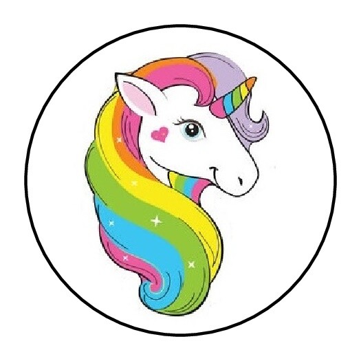 30 Pretty Rainbow Unicorn Envelope Seals Labels Stickers 1.5″ Round Party Favors