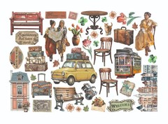 Stamperia ART OF TRAVELLING Adhesive Ephemera Vacation 39pc DFLCT79
