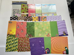Scrapbooking Supplies lot – Paper, Stickers & Clear Case – Mixed Brands