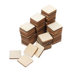 200 Pcs Square Blank Wood Pieces Unfinished Wood Slices Crafts 25 mm