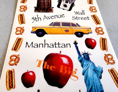 Retro NY City Clear Stickers Scrapbooking Manhattan Statue of Liberty Taxi 12″