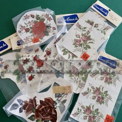 Vtg Ceramic Decals Mixed Media Water Mount Transfers Lot H Pink Bright Floral