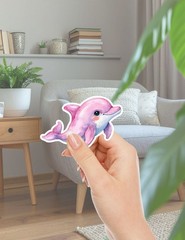 Pink Dolphin Vinyl Die Cut Stickers Set Scrapbooking Laptop Water Bottle